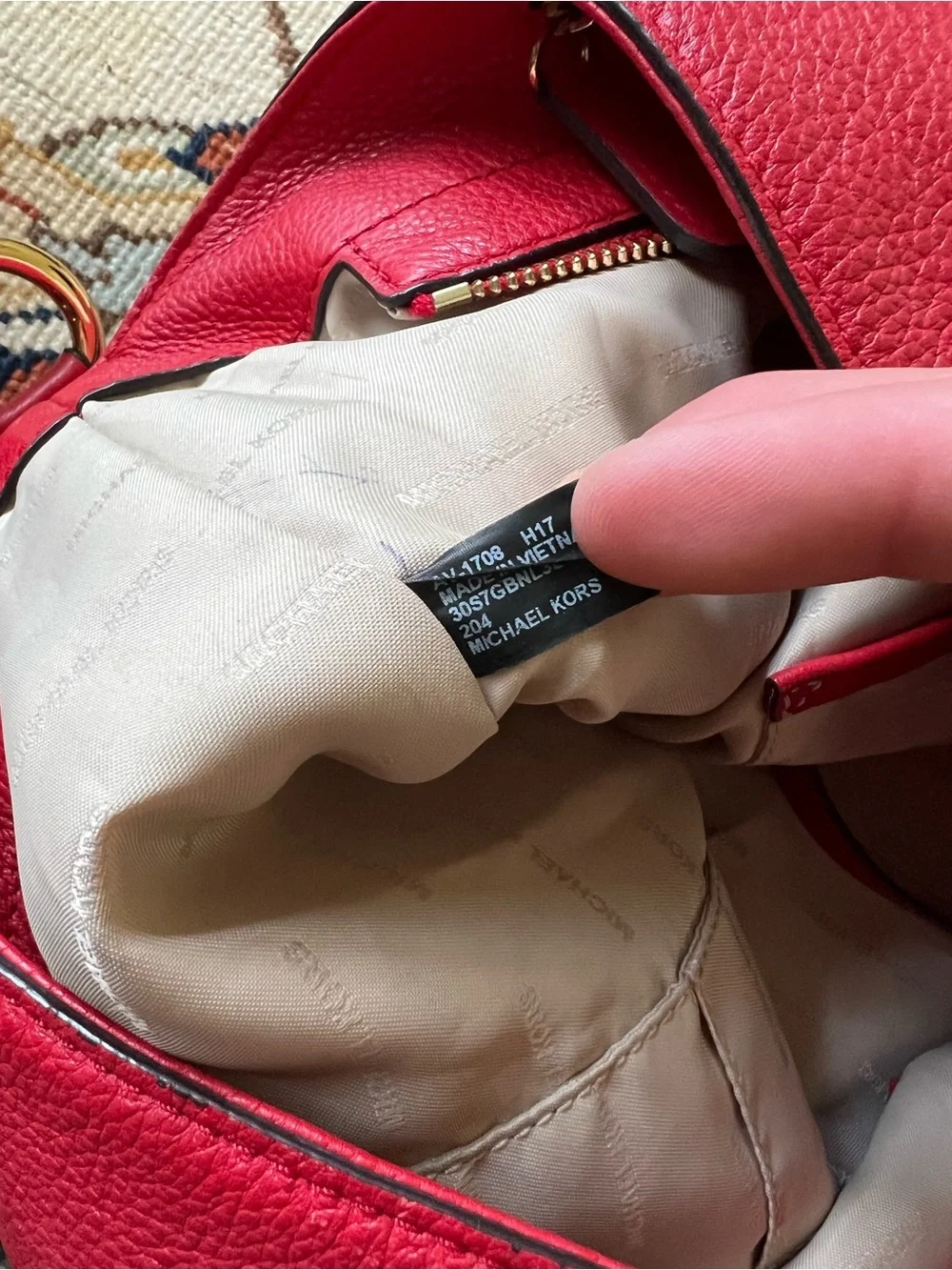 Michael Kors Red Pebbled Leather Hobo with Tassel